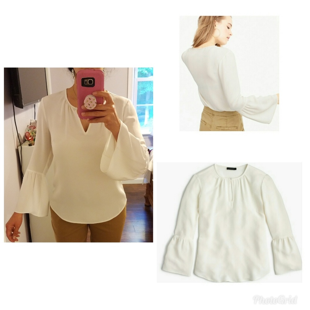 NWT J.Crew Silk bell sleeve Top